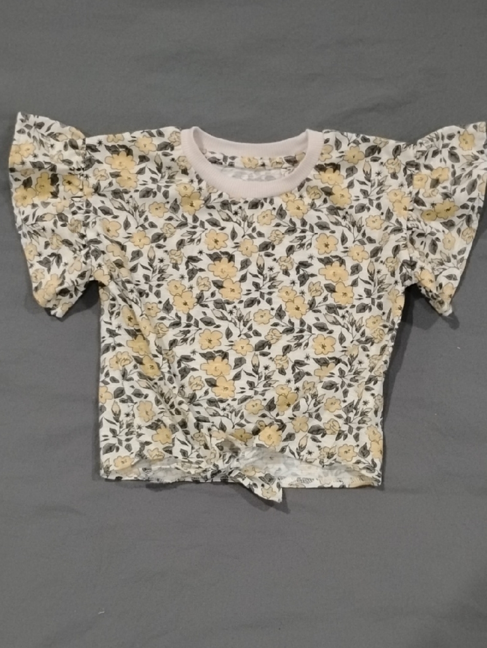 Jessica Simpson Yellow Floral Tie-Front Tee